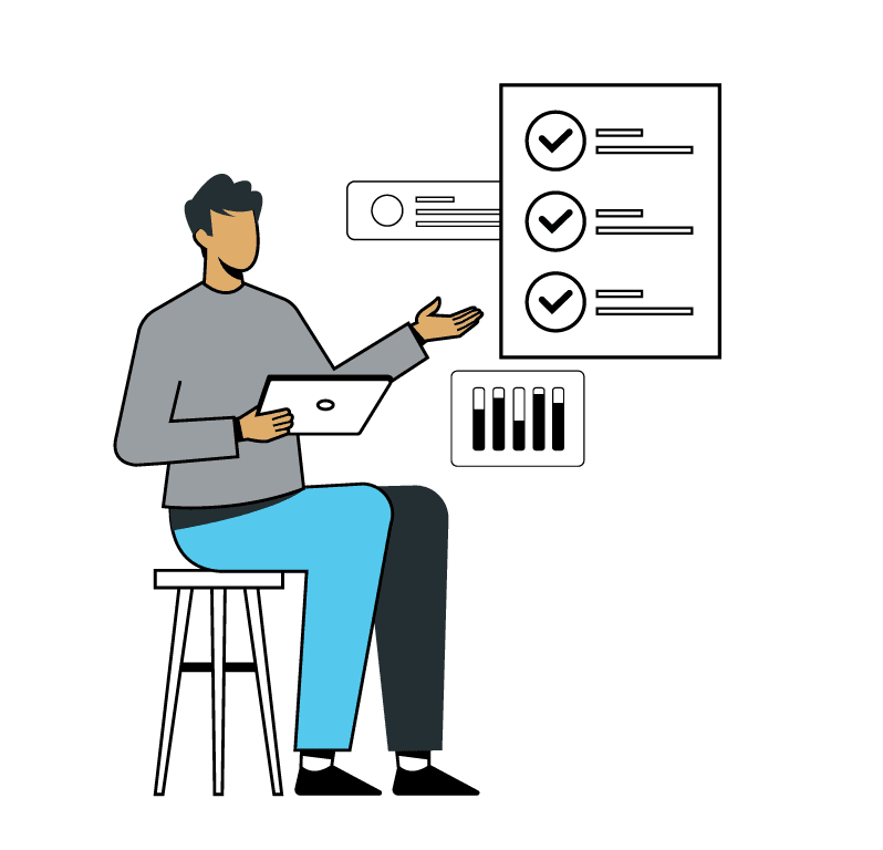 graphic of man using laptop to get his taxes done eFileMyForms